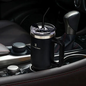 Copo Térmico Inox Portátil 1200ml/1.2L Garrafa Térmica Inoxidável com Tampa e Canudo